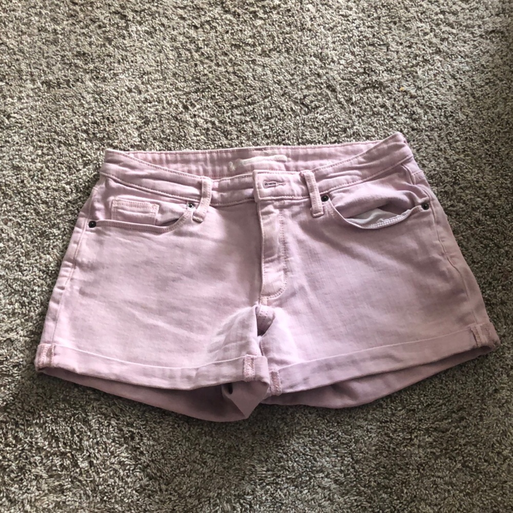 light pink jean shorts